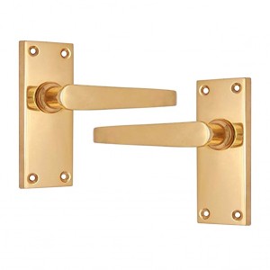 "Eber" Brass Door Handle with Plate 